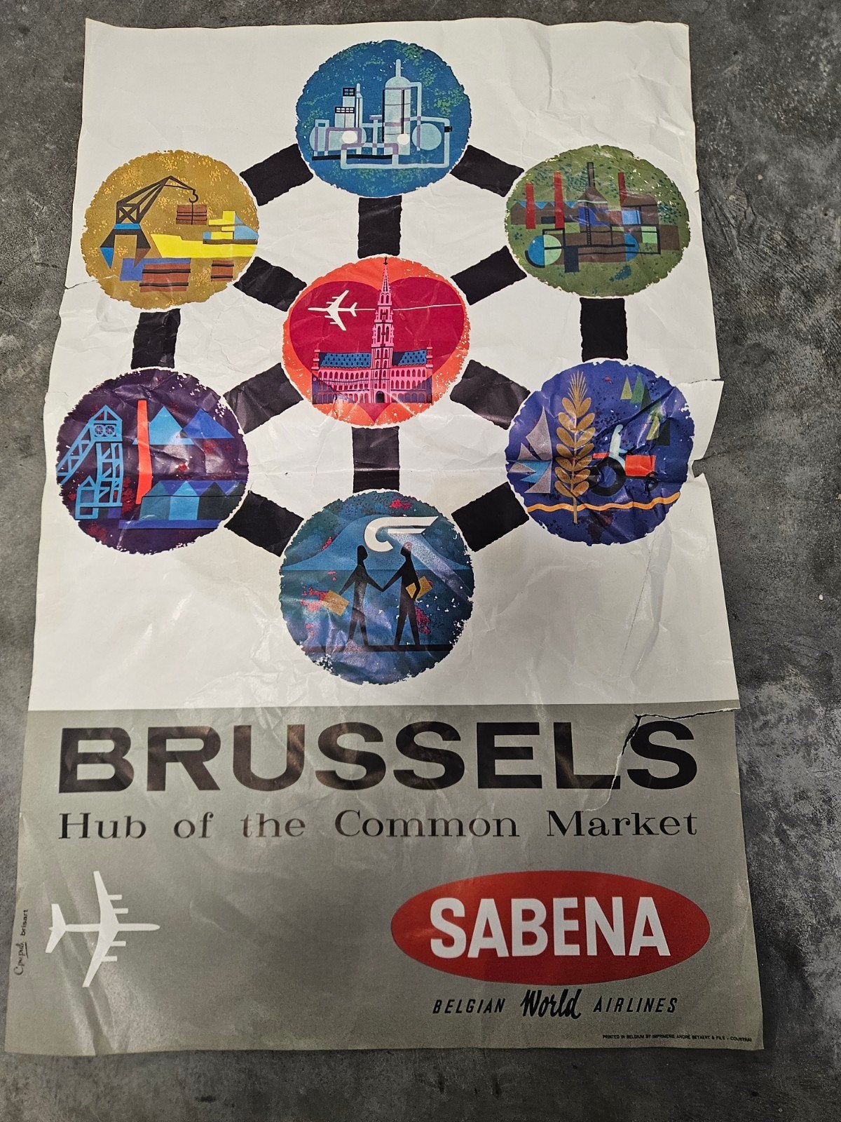 Originele Sabena affiche atomium jaren 1960, Collections, Envoi