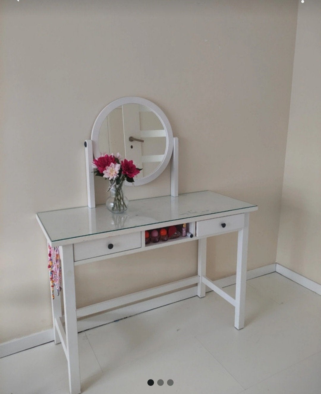 2x Witte Kaptafel / Schminktafel met Spiegel - Zo goed als n, Maison & Meubles, Enlèvement