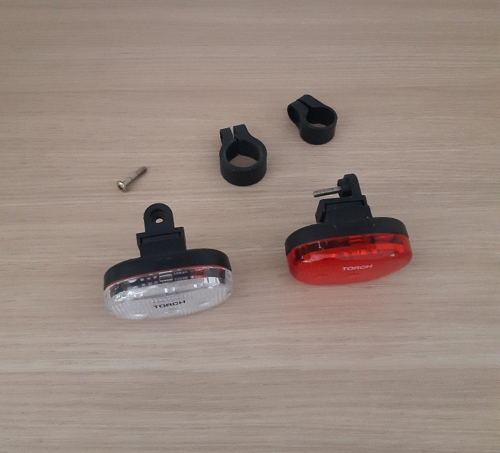 2 fietslichtjes (voor- en achterlicht) - op 2 AAA batterijen, Fietsen en Brommers, Ophalen of Verzenden, Gebruikt, Achterlicht