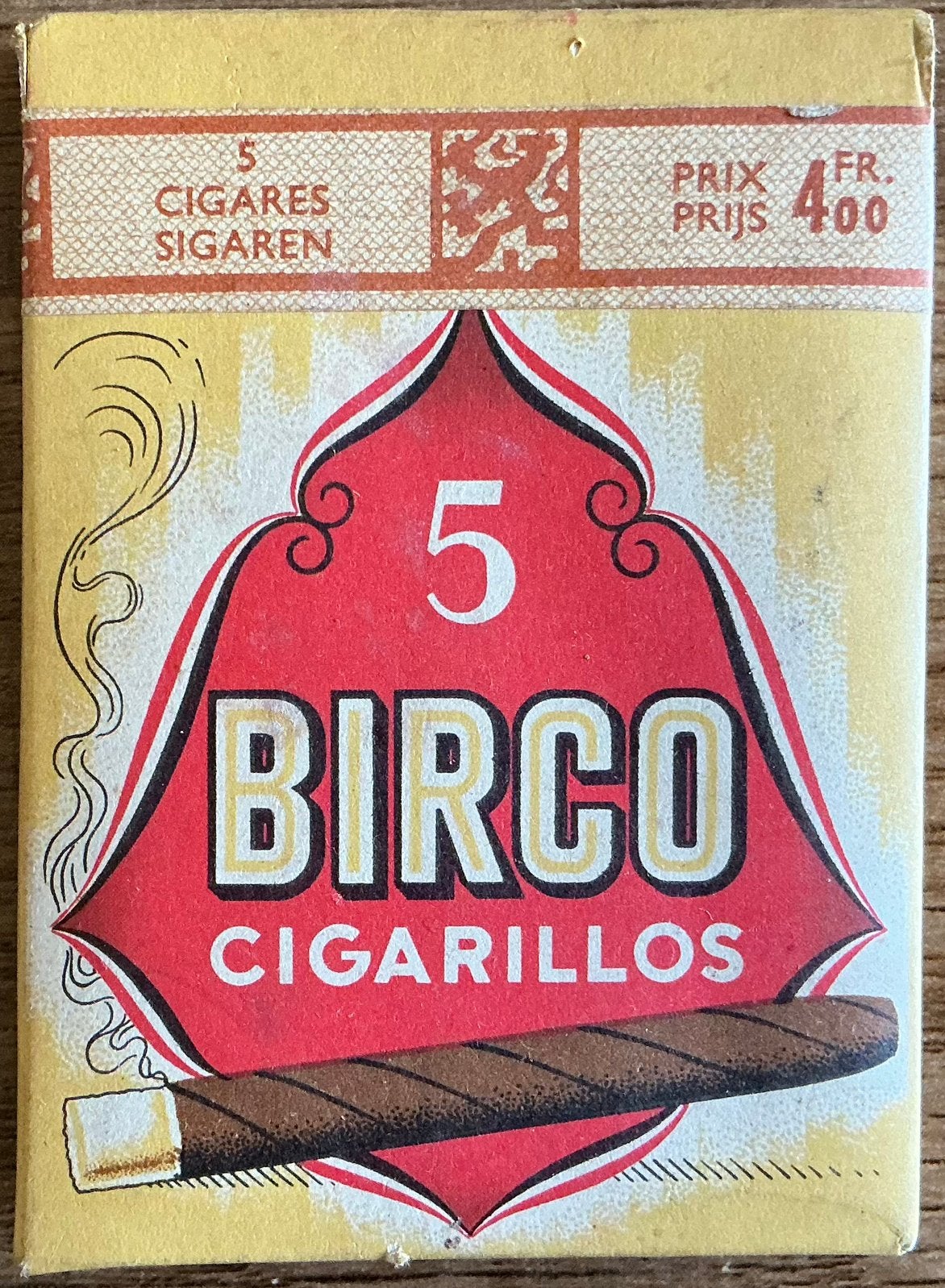 Oude BIRCO(VANDER ELST)sigarenverpakking 4FR.00(Jaren 50), Ophalen of Verzenden, Zo goed als nieuw, Tabaksdoos of Verpakking