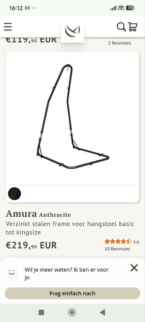 Metalen voet voor hangstoel, Tuin en Terras, Ophalen, Nieuw, Binnen