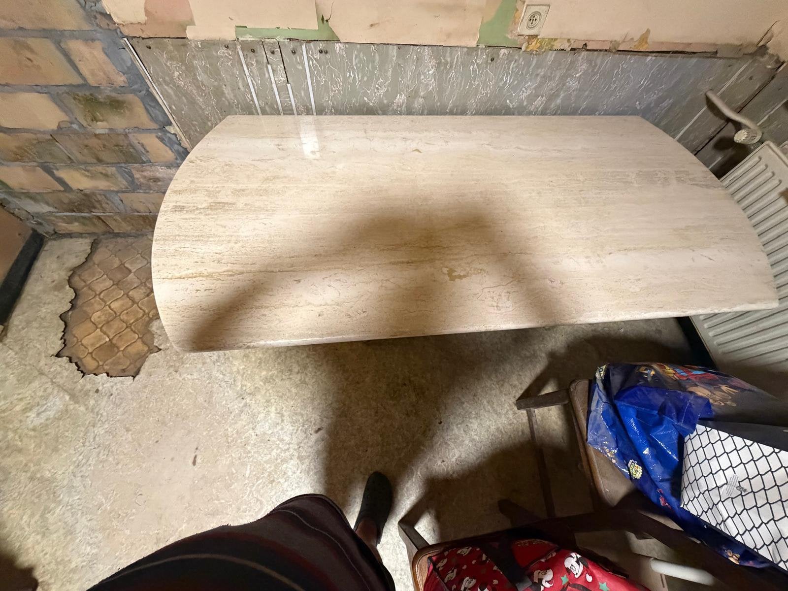 Tafel Marmer - Travertin, Ophalen, Overige materialen, 200 cm of meer, 50 tot 100 cm