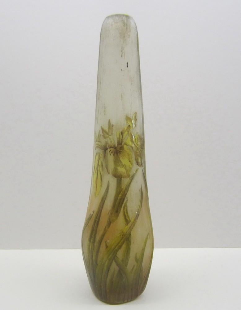 Antiek cameo glazen Daum Nancy irissen ca 1910, Antiek en Kunst, Verzenden