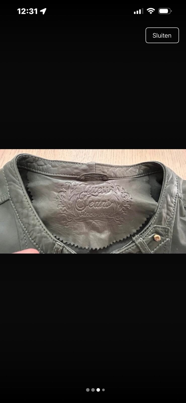 GUESS  vestje kaki,  echt leder, Enlèvement ou Envoi, Comme neuf, Taille 38/40 (M), Manteau