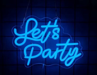 LED lamp neon stijl Let's Party (35x27.5cm) Nieuw., Ophalen of Verzenden, Nieuw, Lichtbak of (neon) lamp
