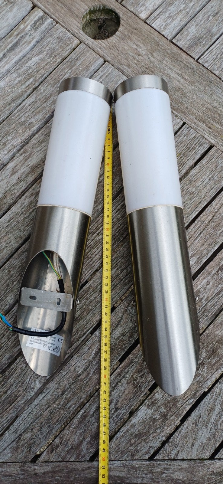 2 inox buitenlampen, Tuin en Terras, Inox, Minder dan 50 watt, Ophalen of Verzenden, Netvoeding