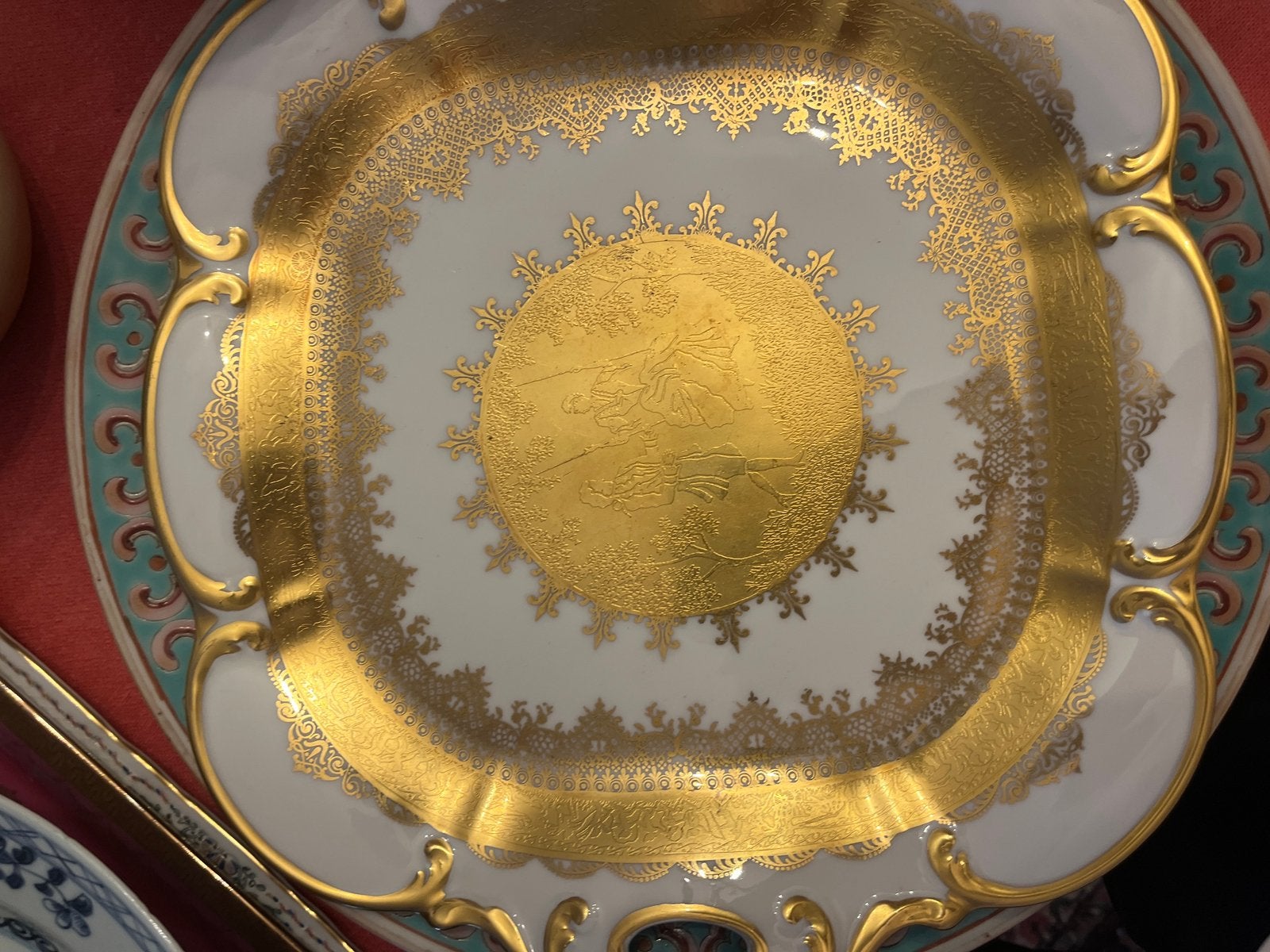 Karlsbader vergulde porseleinen schaal: romantisch deco, Antiek en Kunst, Ophalen of Verzenden