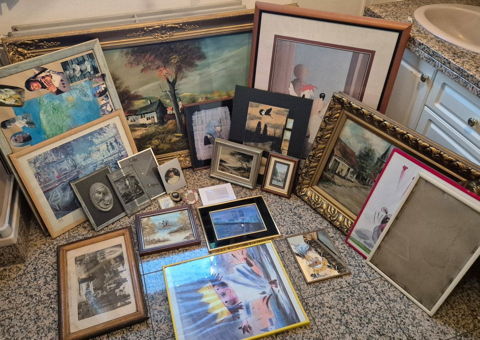 vintage schilderijen / kaders 24 stuks, Antiek en Kunst, Ophalen, Vintage