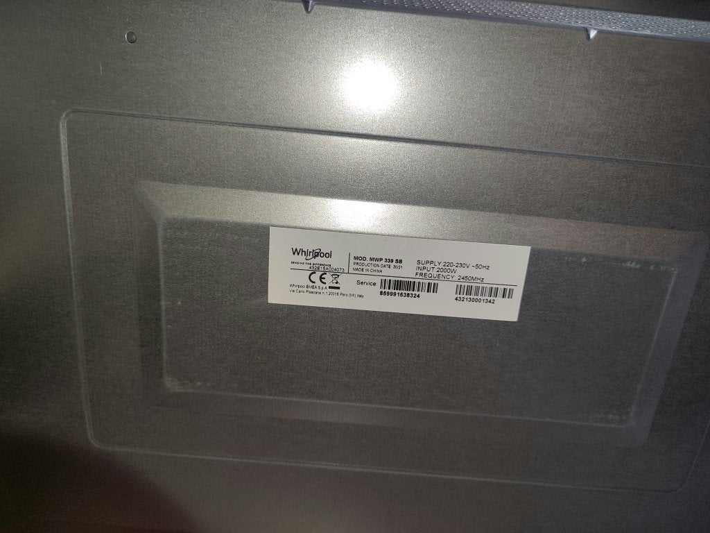 Four Micro onde Whirpool MWP 339 SB, Ophalen, Tussenbouw, Zo goed als nieuw, Draaiplateau