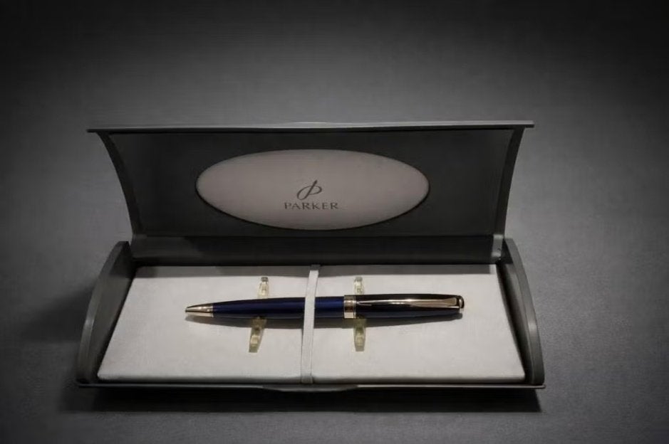 Parker Sonnet blauw gelakte CT balpen (chromen rand)., Ophalen, Parker, Nieuw, Met doosje