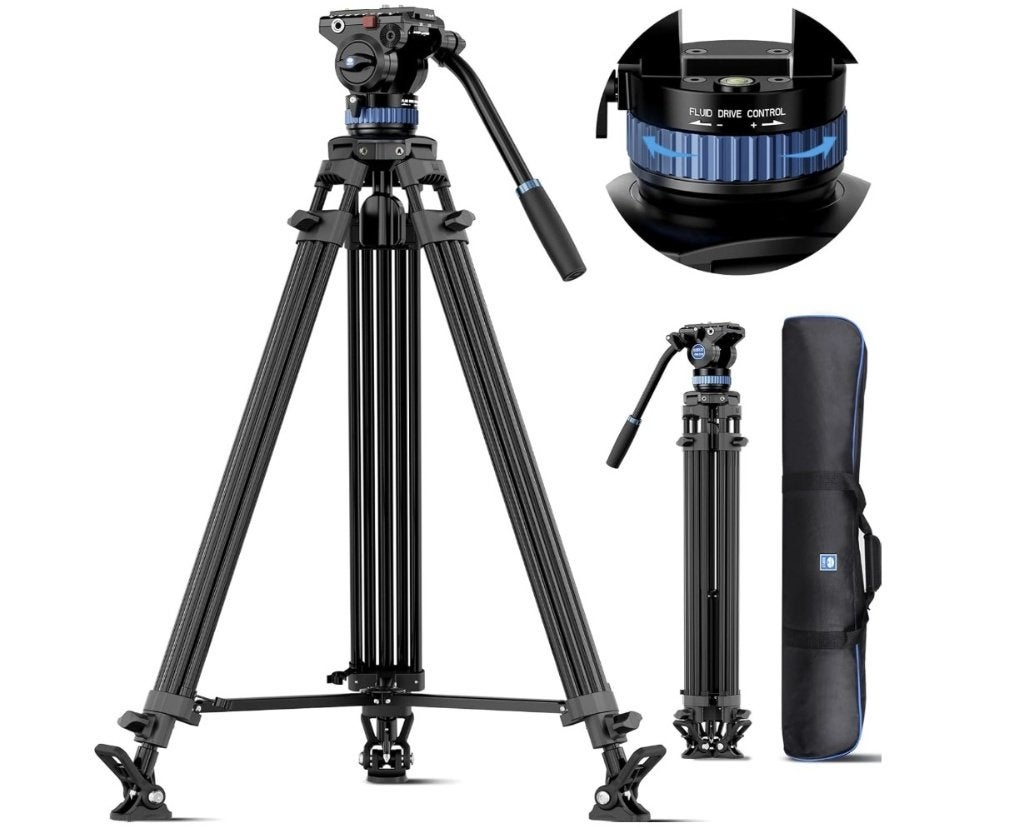 SIRUI Professional Video Tripod with Fluid Head AM-25S, Ophalen of Verzenden, Met balhoofd