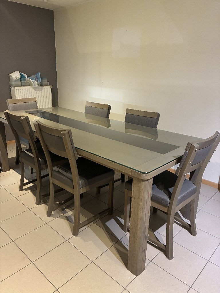 Eettafel en 6 stoelen, Huis en Inrichting, Ophalen, Modern landelijk, 200 cm of meer, 50 tot 100 cm