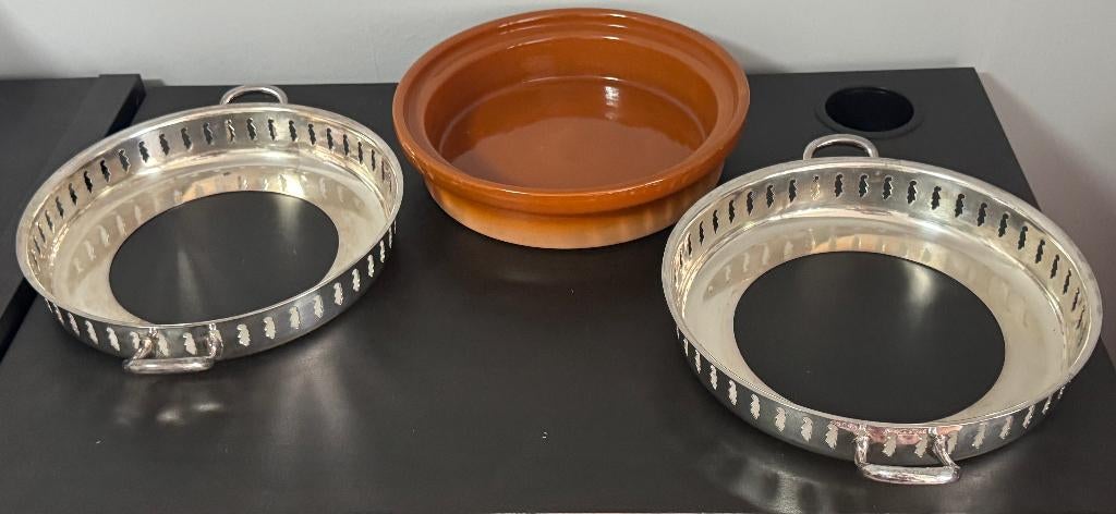 Ancient Wiskemann schaaltje van terracotta en zilver, Antiek en Kunst, Antiek | Zilver en Goud, Zilver, Ophalen of Verzenden