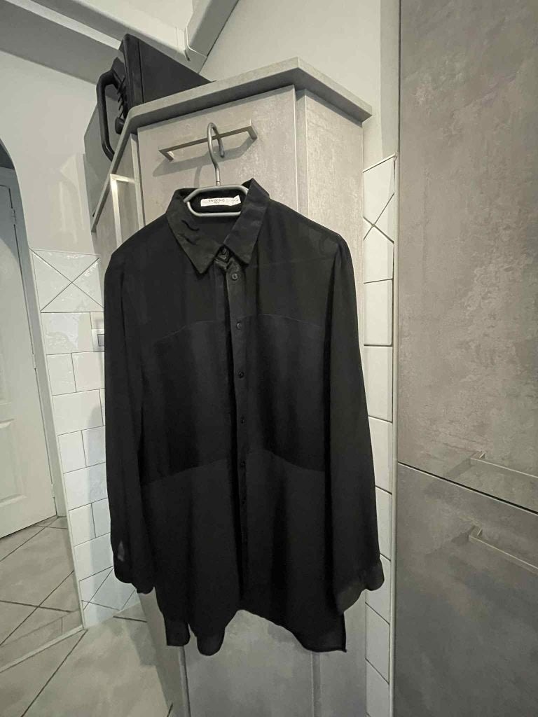 SWEEWE ZWART SHIRT van twee materialen L, Kleding | Dames, SWEEWE, Ophalen of Verzenden, Zo goed als nieuw, Zwart