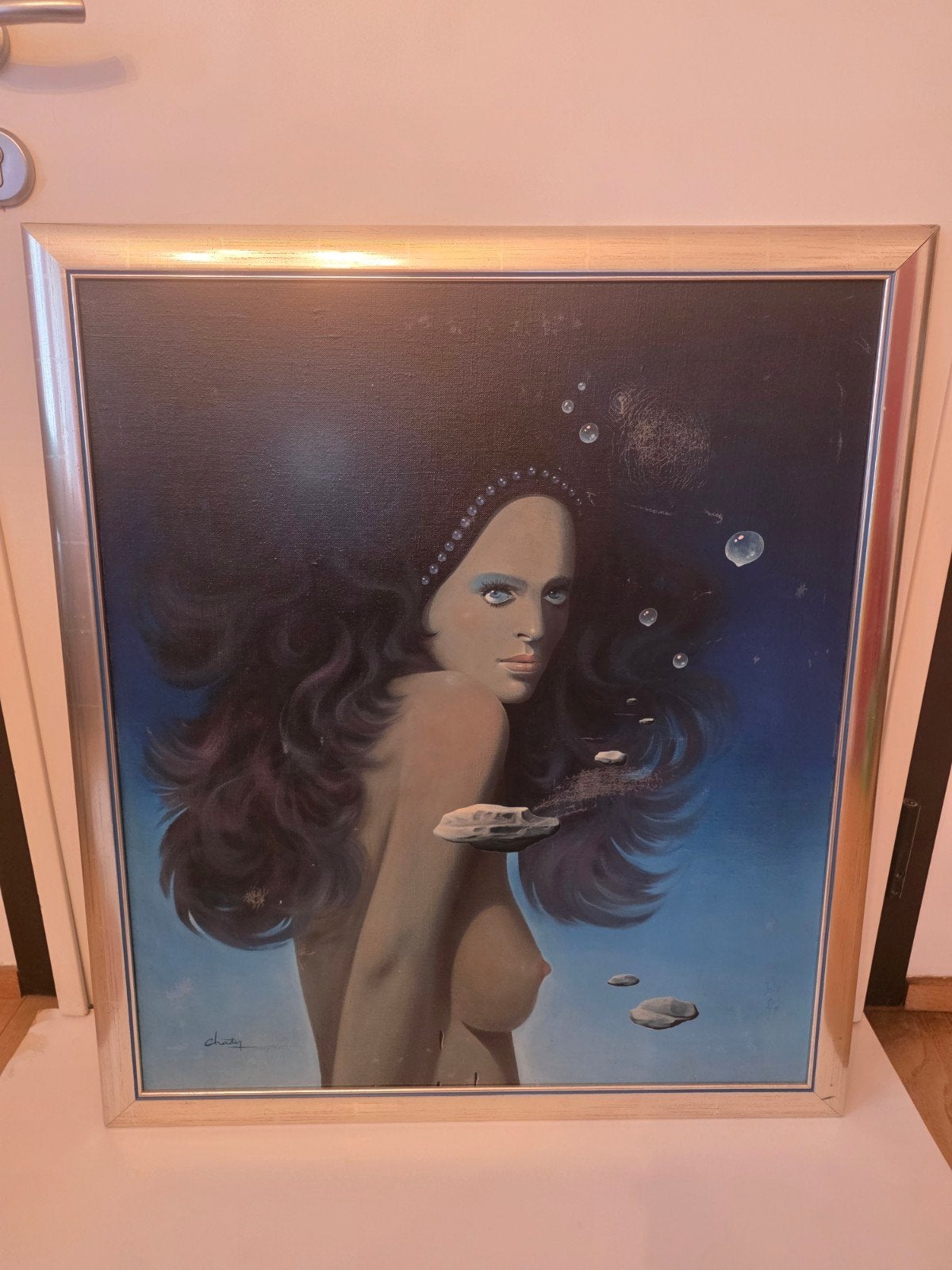 Vintage Surrealistisch Portret – "Vrouw met Luchtbellen" doo, Antiek en Kunst, Ophalen, Foto, Gesigneerd