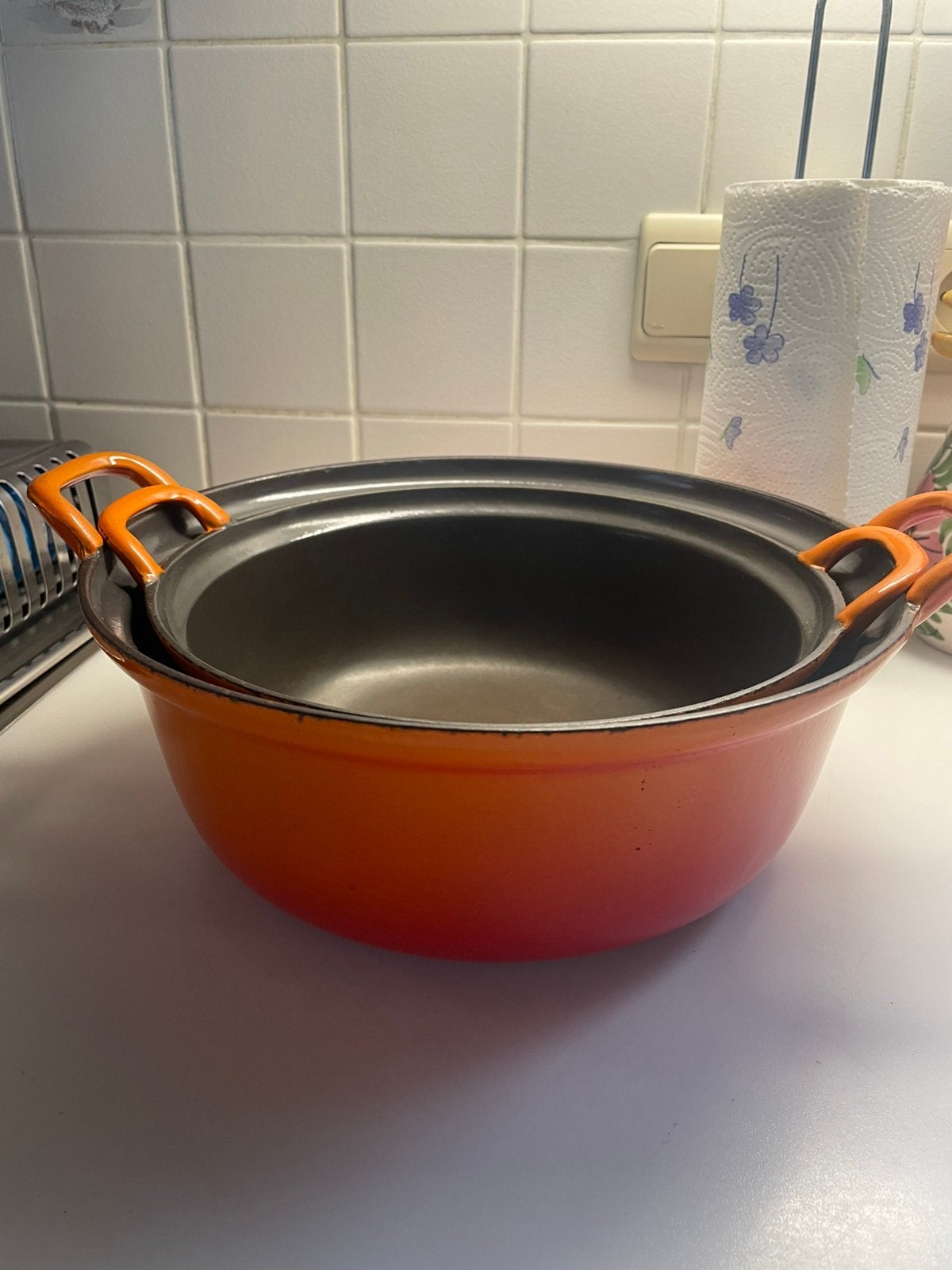 Le Creuset gietijzeren potten – 2 stuks, Maison & Meubles, Cuisine | Casseroles & Poêles, Envoi, Utilisé, Fonte, Le Creuset
