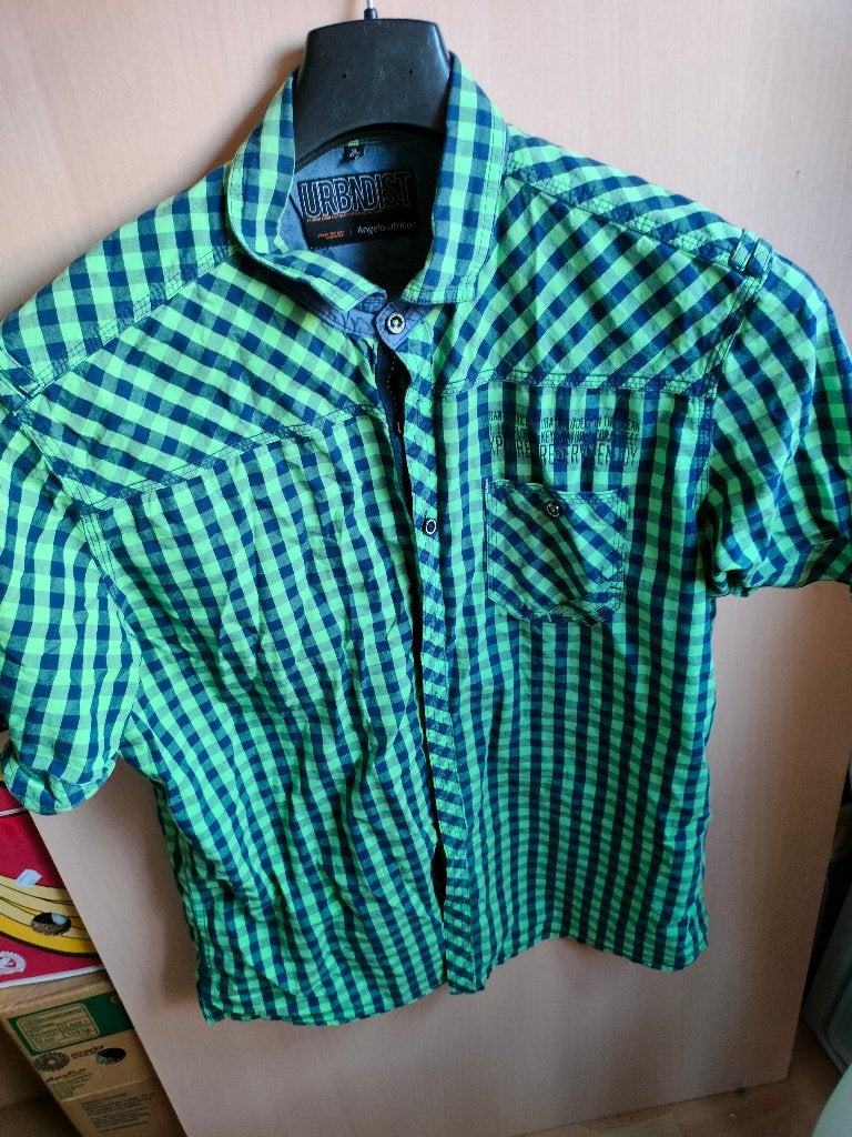 hemd Angelo Litrico maat 43-44 groen blauw korte mouwen, Vêtements | Hommes, Chemises, Enlèvement ou Envoi, Comme neuf, Bleu