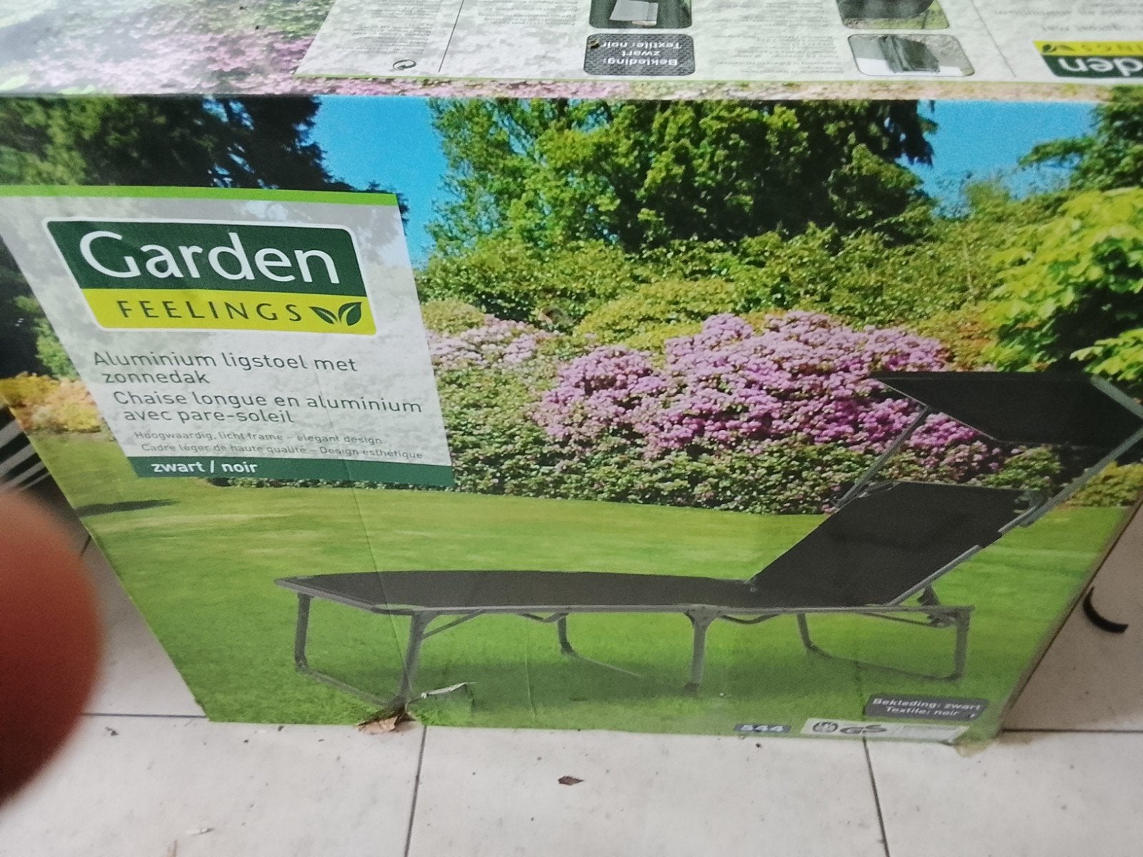 aluminium ligstoel met zonnedak, Tuin en Terras, Ophalen