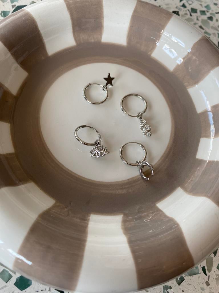 Boucles d’oreilles, mini Créoles, Enlèvement ou Envoi, Neuf, Gris, Pendantes