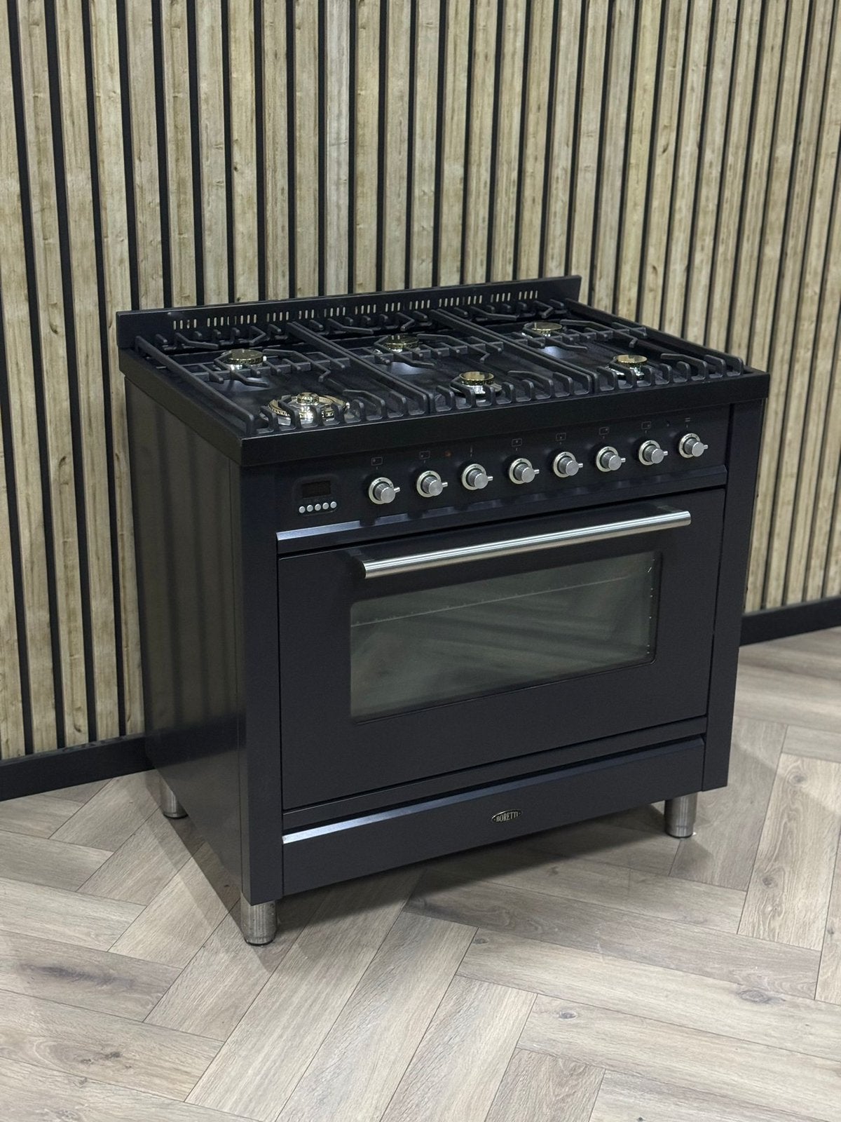 Boretti Zwart 90cm Gas 6 pits + Multifunctionele Oven, Enlèvement ou Envoi, Gril, Gaz