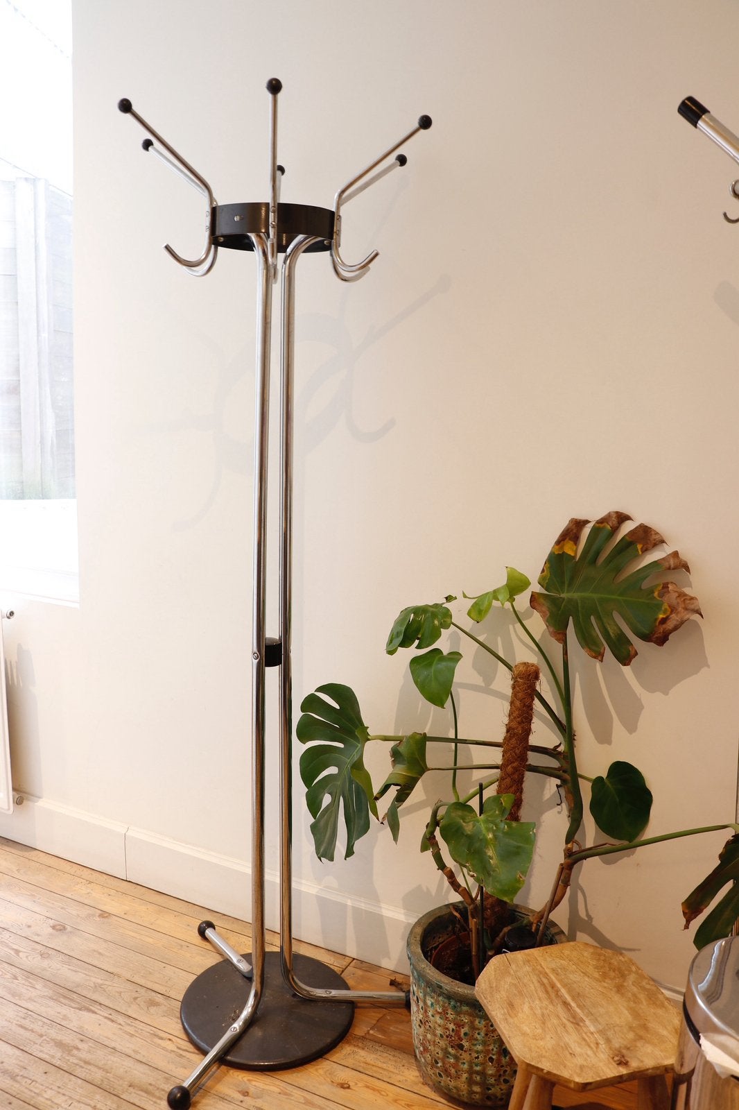 Vintage Tubax staande kapstok – Belgisch design – chroom, Ophalen, Zo goed als nieuw, Staande kapstok