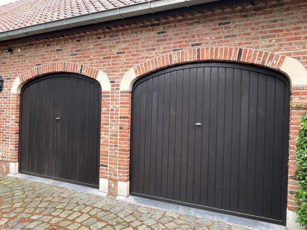 Garagepoorten kantelpoorten Afzelia 2 stuks, Ophalen, Gebruikt, 120 cm of meer, Garagedeur