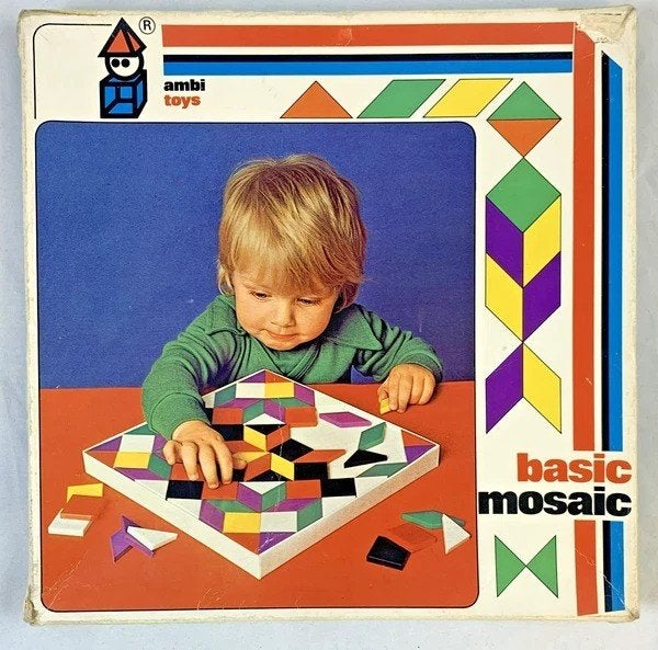 Puzzle vintage Ambi Toys Basic Mosaic avec formes géométriqu, Enfants & Bébés, Envoi, Comme neuf, Autres types