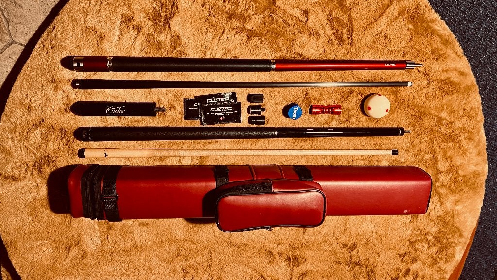 POOL keu + break keu + tas + cueball +++ Cuetec / Buffalo, Ophalen of Verzenden, Zo goed als nieuw, Pooltafel