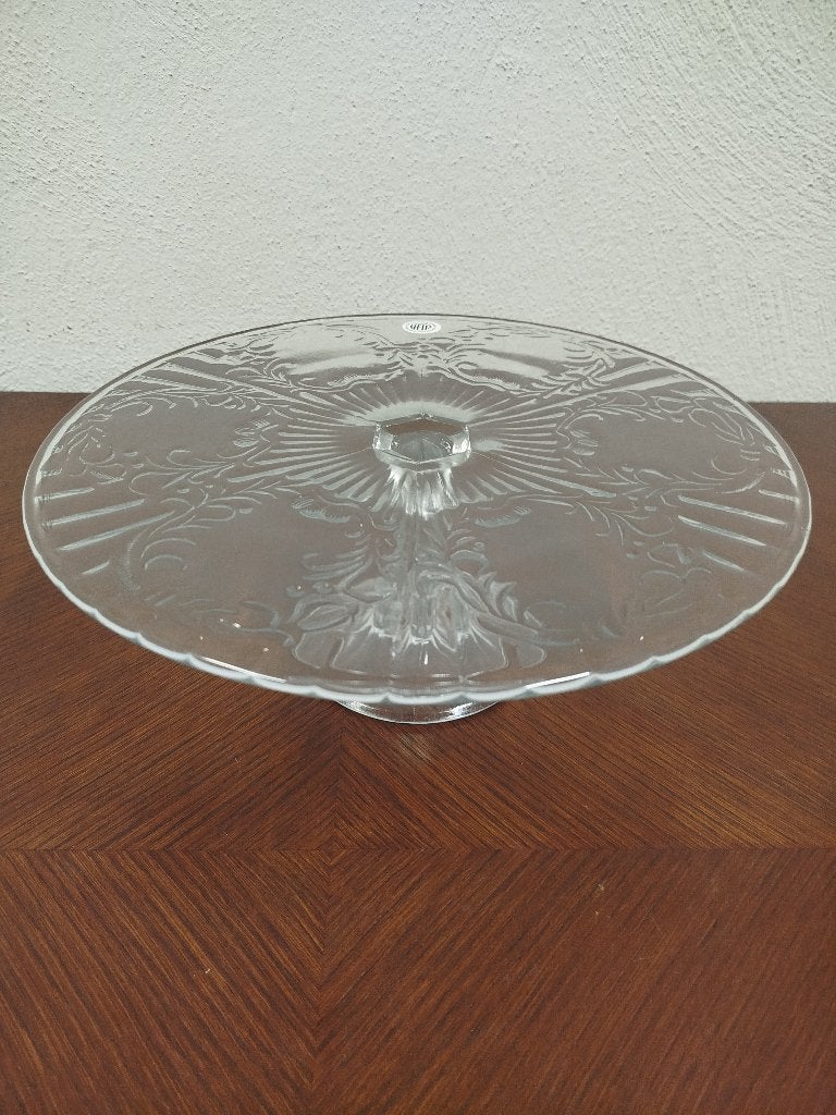 Prachtige Vintage Glazen Taartplateau op Voet – VEIP Holland, Ophalen of Verzenden