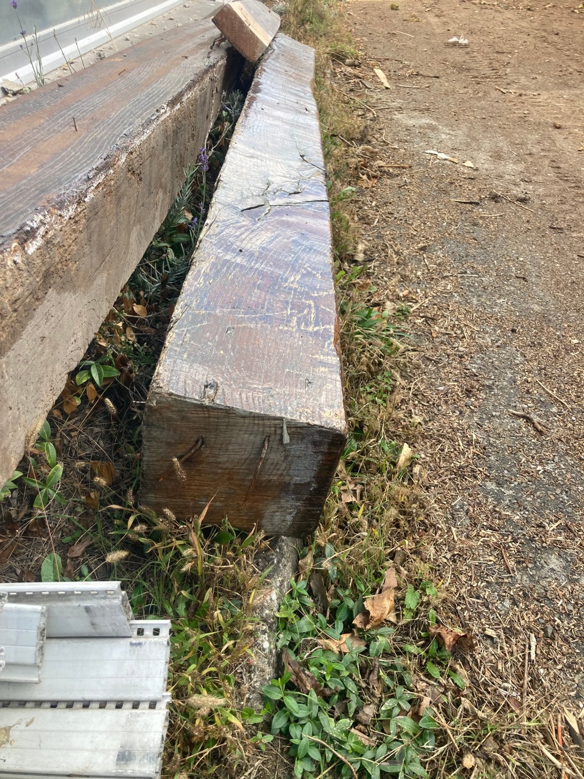 2 dikke houten balken, Doe-het-zelf en Bouw, Ophalen, Gebruikt