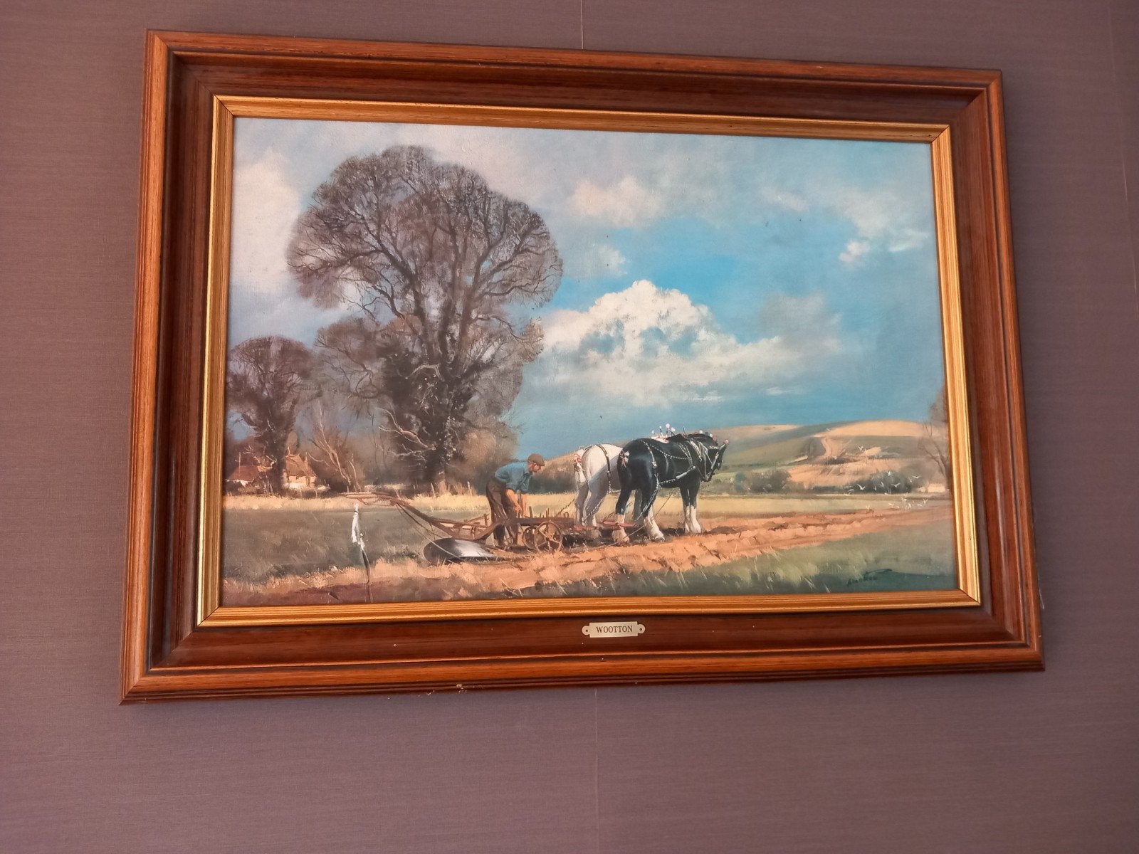 chevaux au travail, Antiquités & Art, Enlèvement, Classique, Paysage urbain / rural, Toile