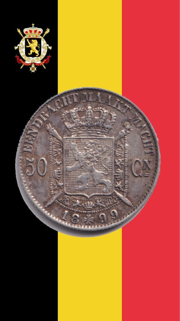 50 cent 1899 VL (99 over 86) - Leopold II, Postzegels en Munten, Munten | België, Verzenden, Zilver, Losse munt, Zilver