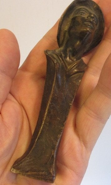 antieke bronzen art nouveau wax stempel visser, Antiek en Kunst, Verzenden, Brons