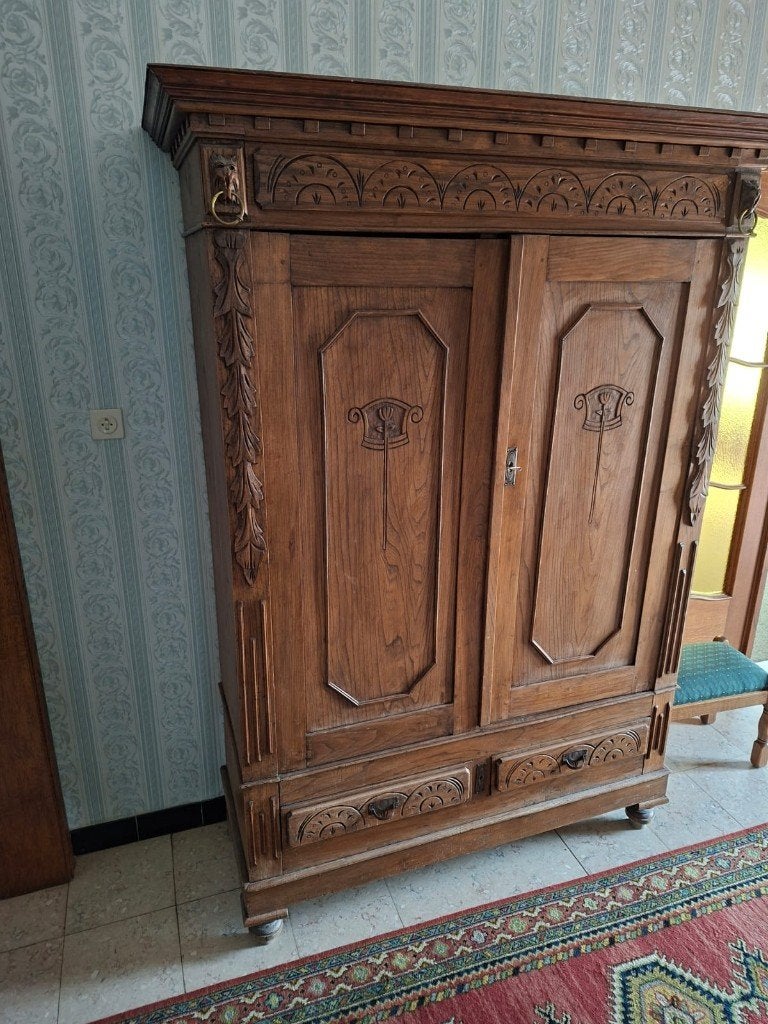 Antieke halkast massief hout, Ophalen