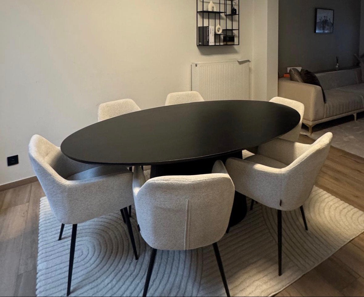 Table à manger avec 6 chaises, Maison & Meubles, Enlèvement, Utilisé, Ovale, Juntoo