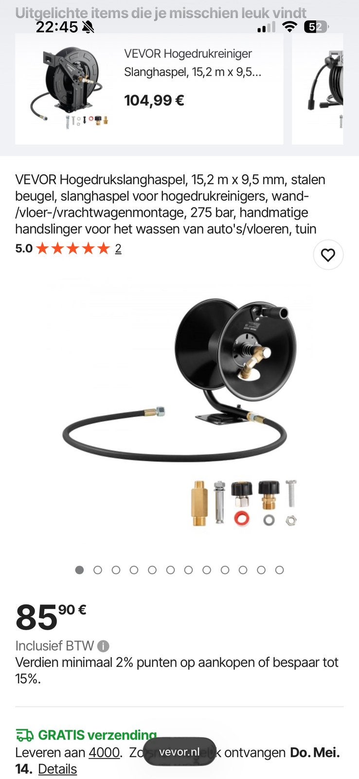 VEVOR Hogedrukslanghaspel NIEUW, Enlèvement, Neuf