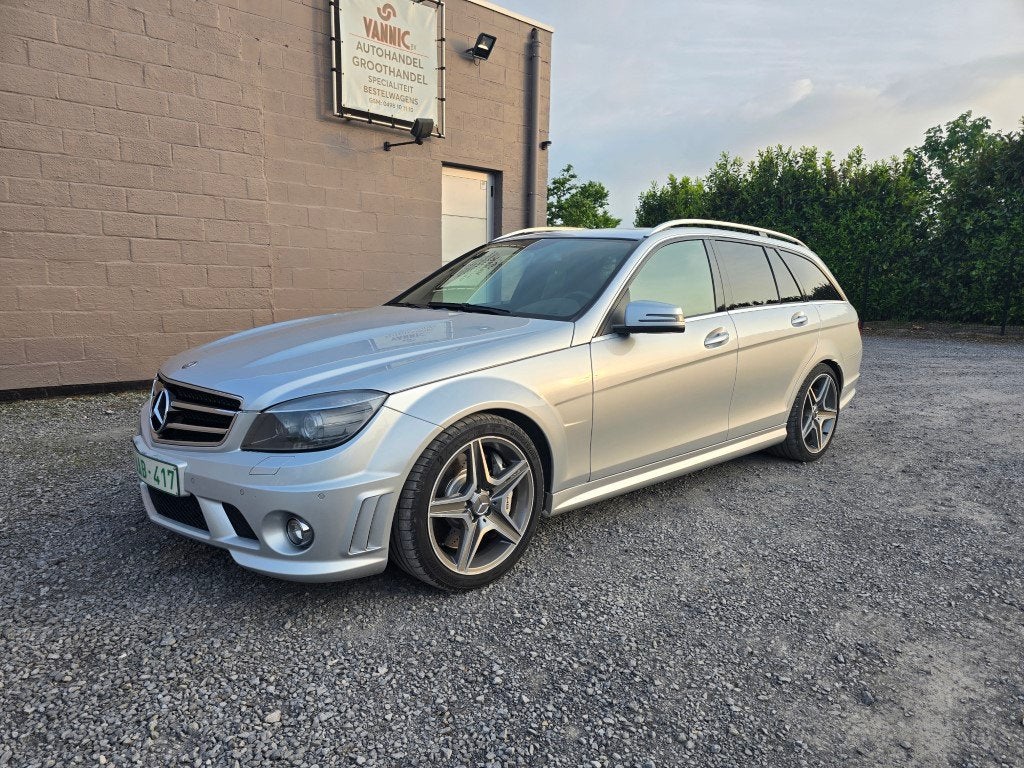 Mercedes C63 AMG , 6.2 V8 , ONGEVALVRIJ !!, Autos, Cuir, Argent ou Gris, Achat, 336 kW