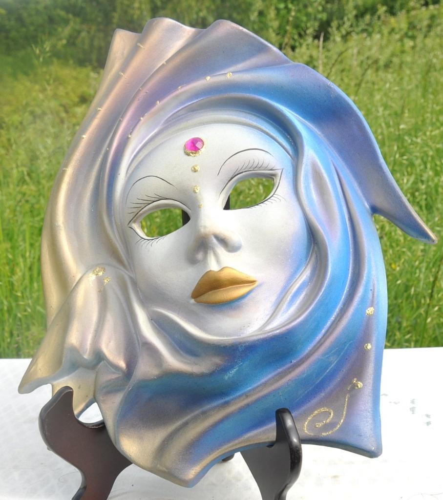 masque mural en faience type venitien, Huis en Inrichting, Woonaccessoires | Wanddecoraties, 36 cm, 30 cm, Meerkleurig, Decoratieobject