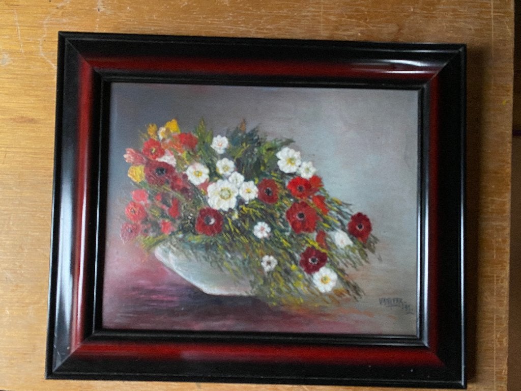 Peinture florale - Vankerk de Beersel, Antiquités & Art, Enlèvement ou Envoi, Peinture à l'huile, Classique, Nature morte