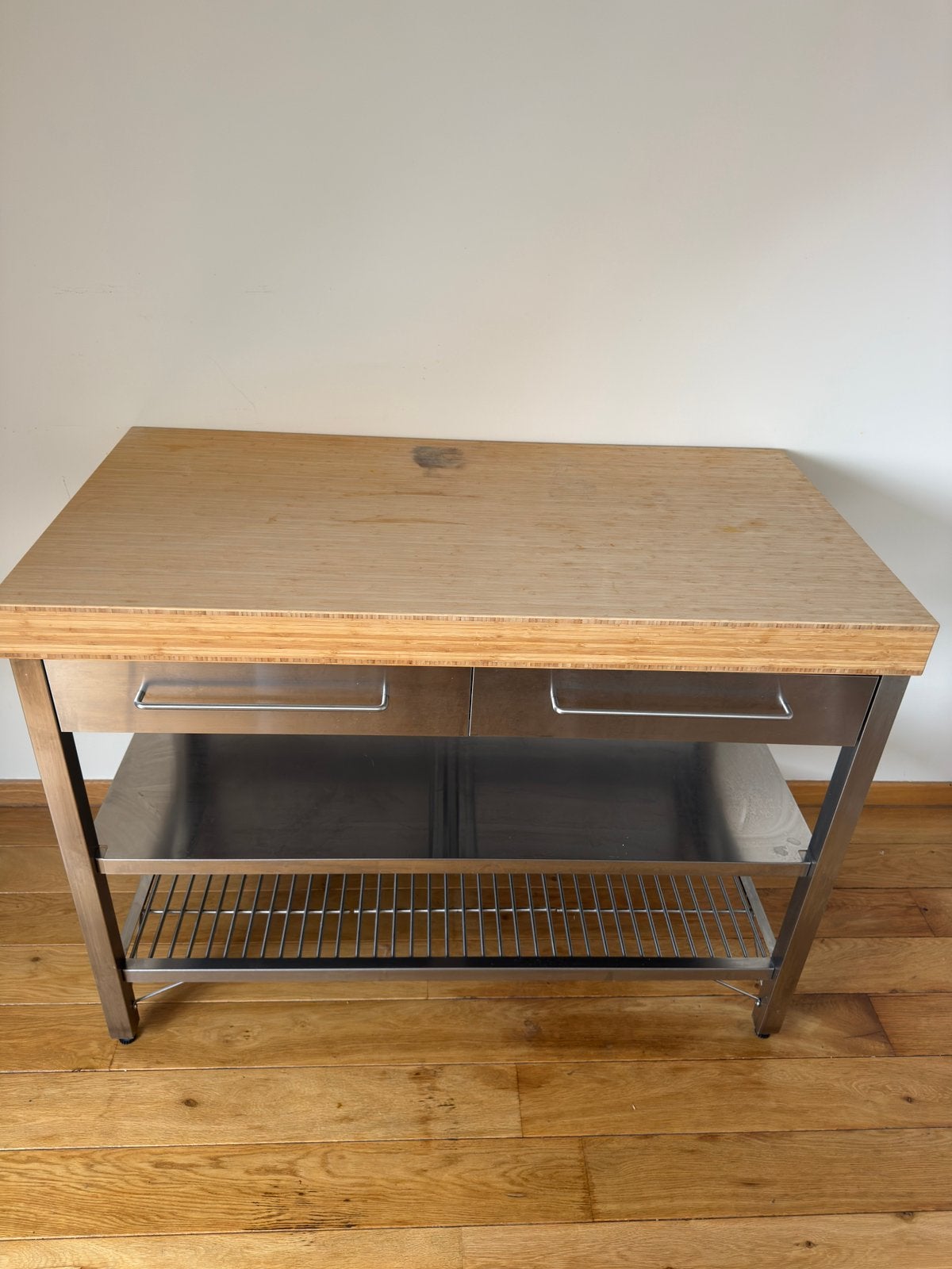 Établi de cuisine, acier inoxydable, bambou - IKEA RIMFORSA, 100 à 150 cm, Comme neuf, Enlèvement, 50 à 75 cm