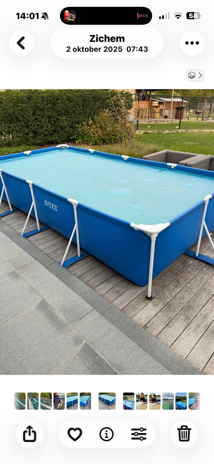 Intex zwembad (450x220) 1 seizoen gebruikt! Incl. Solar bol!, Ophalen, Zo goed als nieuw