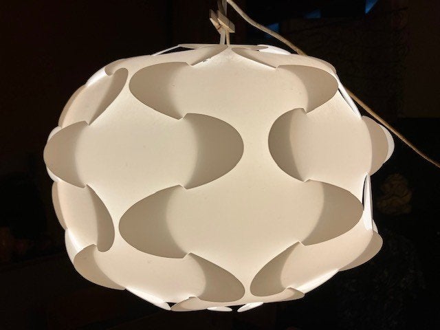 Lampe suspendue blanche vintage Ikea Fillsta, Maison & Meubles, Enlèvement ou Envoi, Comme neuf, Synthétique, E27 (grand)