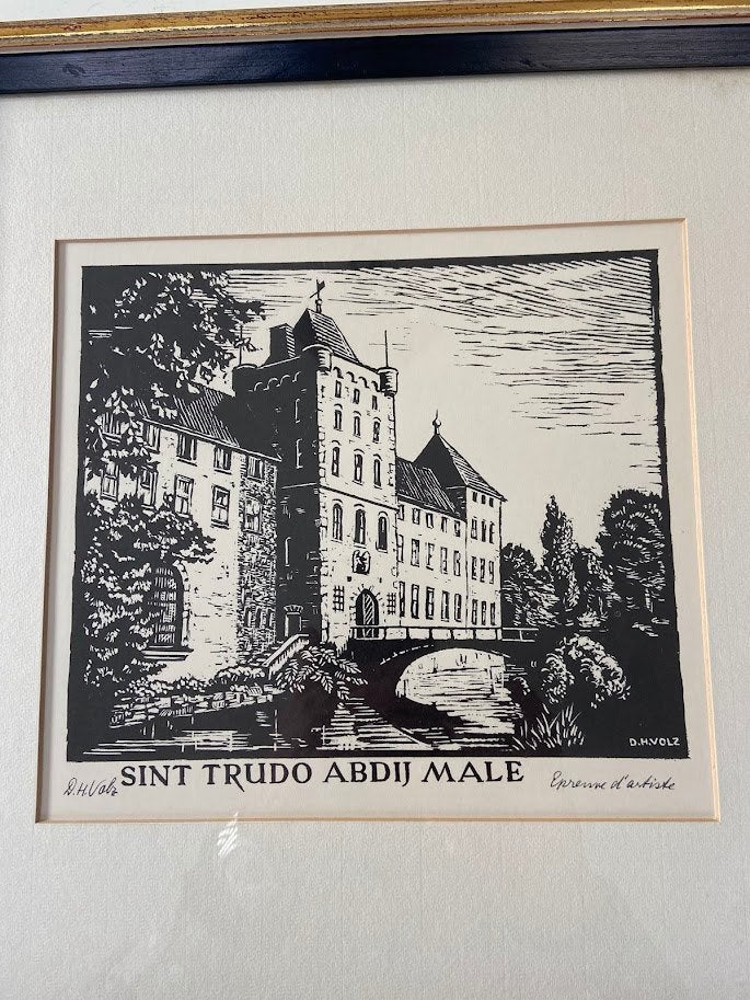 "EPREUVE D'ARTISTE" ets van DIETRICH HEINRICH VOLZ, Antiek en Kunst, Ophalen, Landschap, Ets, Gesigneerd