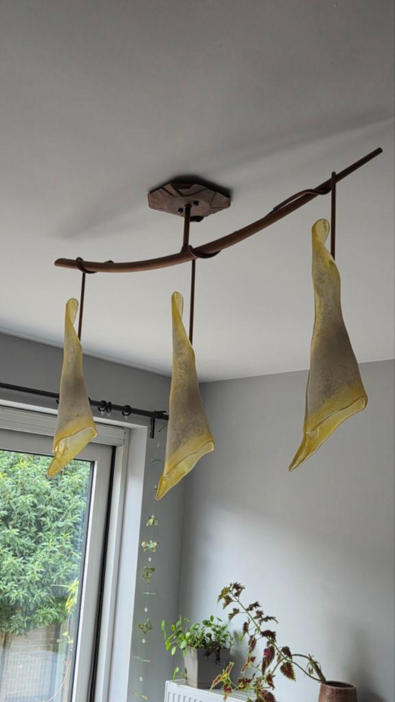 Italiaanse glasgeblazen lamp, Ophalen, Zo goed als nieuw, Glas