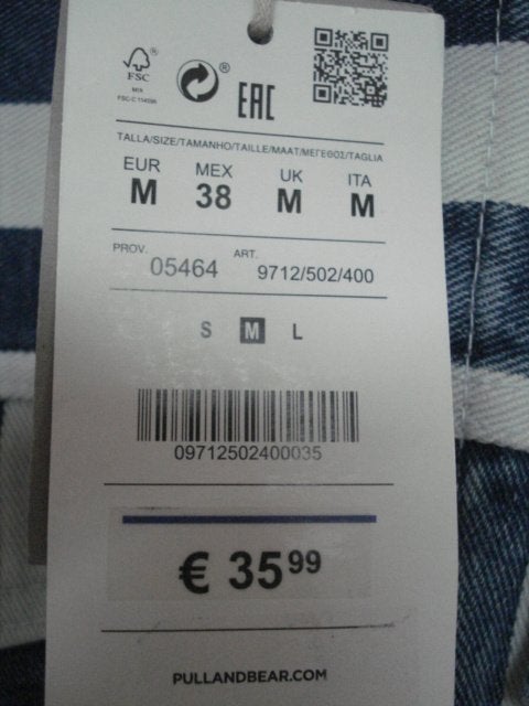 Pull & Bear M Medium jeansjas spijkerjas blauw wit, Nieuw, Pull&Bear, Verzenden, Maat 48/50 (M)