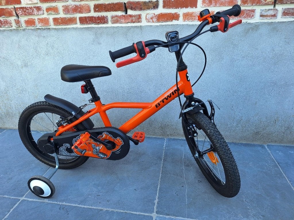 Fiets 16 INCH 4-6 jaar 500 ROBOT B'TWIN, Ophalen, Zijwieltjes, Btwin Decathlon, Schijfrem