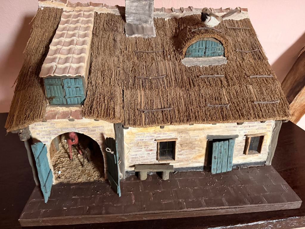 Handgemaakte huis/stal met verlichting, Hobby & Loisirs créatifs, Modélisme | Autre, Enlèvement, Utilisé