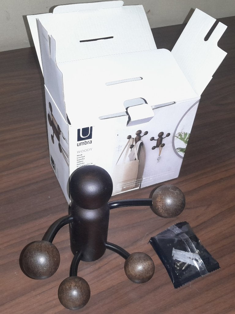 Kapstok (wand) UMBRA Woody Hook Black, Huis en Inrichting, Woonaccessoires | Kapstokken, Nieuw, Wandkapstok, Hout, Ophalen of Verzenden