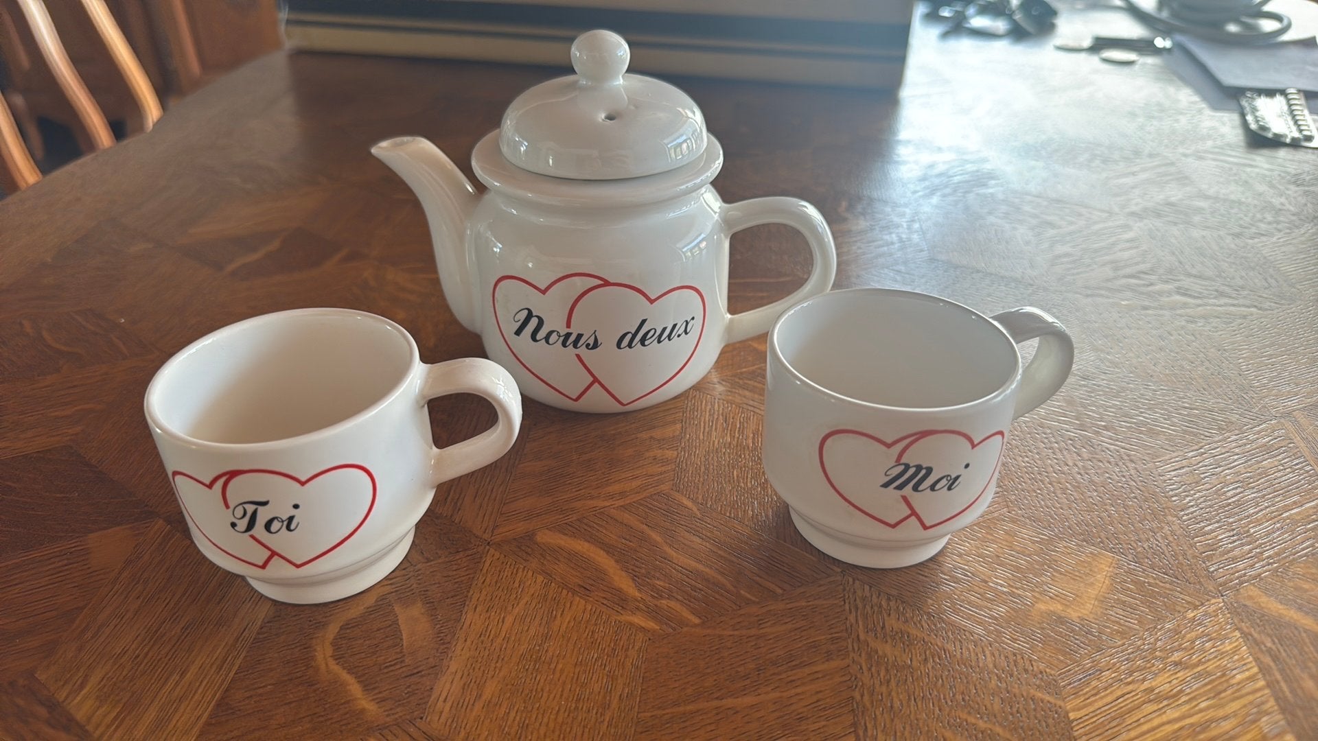 'Toi et Moi' Theeset Retro Keramiek 'Nous Deux' Jaren 80, Antiek en Kunst, Ophalen of Verzenden