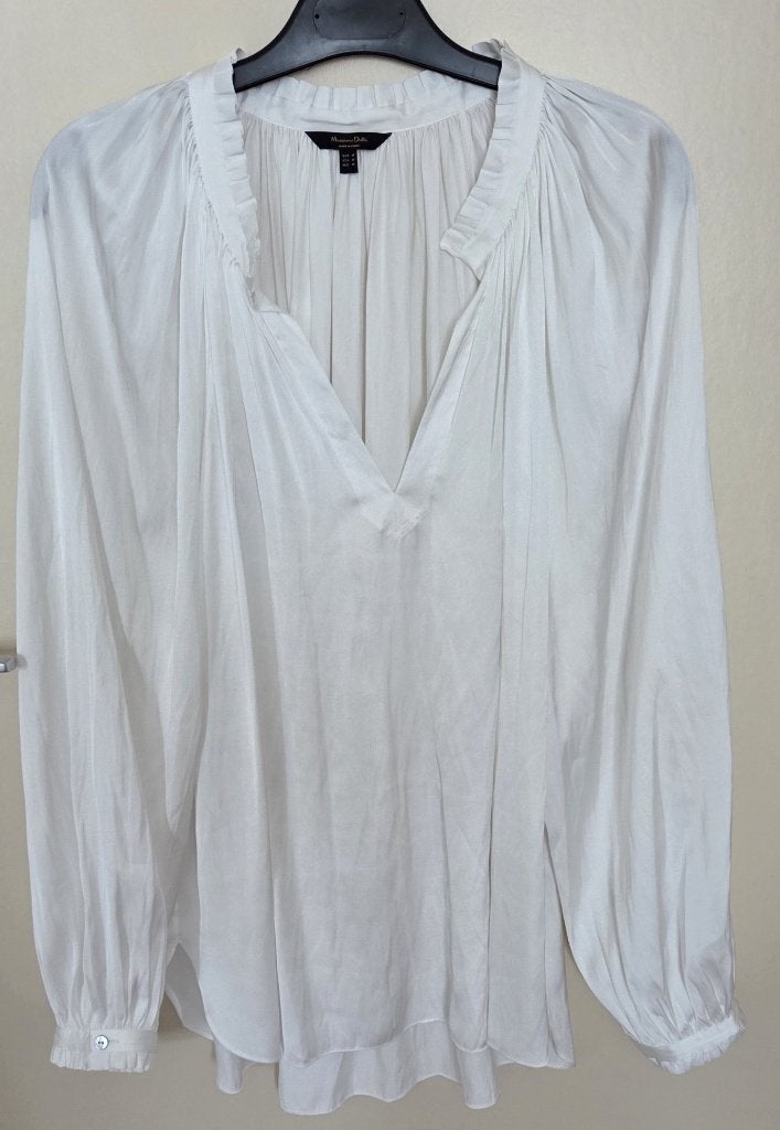 Witte Massimo Dutti bloes – maat M/L lange mouwen, Kleding | Dames, Maat 38/40 (M), Massimo Dutti, Wit, Ophalen of Verzenden